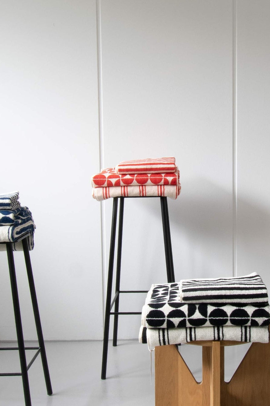 Geo håndklæde, Orange/Cream - 70x140 cm